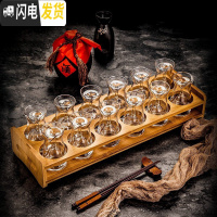 三维工匠创意水晶玻璃白酒杯套装高脚杯厚底杯小脚杯一口杯烈酒杯酒壶 《12壶收腰100+12手工杯15》+竹架