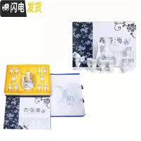 三维工匠陶瓷青花酒具套装白酒茅台分酒器白酒酒杯高脚杯家用中式仿古酒壶 酒具套装*11头礼盒装,请备注款式或联系客服
