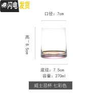 三维工匠 日式手工玻璃杯子套装家用威士忌酒杯厚底果汁冰饮网红酒杯 七彩威士忌杯