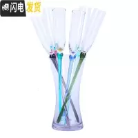 三维工匠沙滩杯玻璃亚克力鸡尾酒杯套装彩色气泡香槟杯高脚杯KTV酒吧杯子 常规款大号玻璃一套(6个杯子+底座)