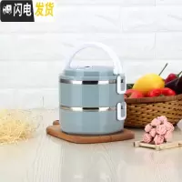 三维工匠304不锈钢多层饭盒便当盒学生食堂带盖韩国简约保温成容量 北欧蓝二层保温壶