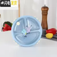 三维工匠儿童卡通不锈钢分格餐盘304防烫便携饭盒小学生分隔型带盖便当盒 蓝色饭盒(基础款)