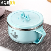 三维工匠学生便当盒不锈钢饭盒大带盖圆形女创意可爱儿童小食堂简约餐盒 雷峰塔/蓝色