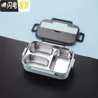 三维工匠304不锈钢饭盒轻食健身减脂餐沙拉便当盒上班族便携学生分格餐盒 三格蓝色饭盒(不带餐具)