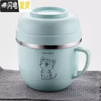 三维工匠304不锈钢饭盒成人上班族带饭便当盒食堂打饭简约快餐杯带盖饭缸 蓝咪餐杯1个(不带餐具)