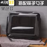 三维工匠保饭盒保温 304不锈钢 一层分格单层1层成人简约格子便当盒分隔型 透明黑5格+餐具