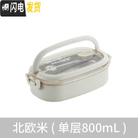 三维工匠减脂餐饭盒大容量双层小学生304不锈钢便当盒上班族分隔型长方形 单层不锈钢饭盒米