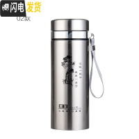 三维工匠1000不锈钢304保温杯户外车载大容量真空泡茶水杯商务办公杯男 800印树送杯套+杯刷