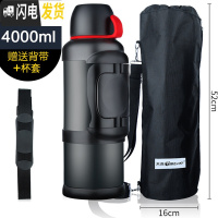 三维工匠保温水壶户外大容量旅行4家用保温杯便携车载瓶不锈钢保温壶 炫黑色