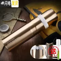 三维工匠保温杯大容量800不锈钢水壶大号定制男户外便携车载旅行水杯瓶 金色赠两用杯套+杯刷