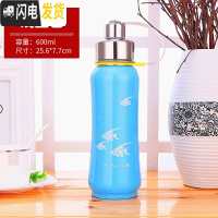 三维工匠保温杯大容量 户外1000304不锈钢水杯保温杯女士便携水壶家用 蓝色600
