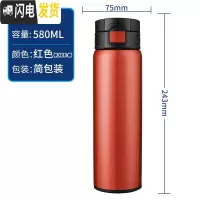 三维工匠弹跳保温杯男士户外运动水杯女士大容量车载办公商务便携杯子 B44-红色-580