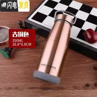 三维工匠1不锈钢保温杯男女学生个性全钢水杯子便携户外运动茶水杯750 350古铜色送杯套杯刷全钢