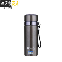 三维工匠大容量不锈钢保温杯1000男士商务水杯办公泡茶杯车载1户外旅行 加厚02款咖色420赠杯套+杯刷