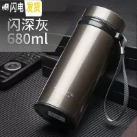 三维工匠保温杯大容量男女便携不锈钢水壶大号户外运动保温壶定制刻字 闪深灰680