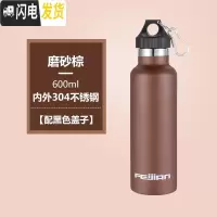 三维工匠不锈钢保温杯男车载户外运动水壶大容量水杯旅行便携杯子定制 棕色