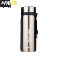 三维工匠1000大容量保温杯1不锈钢304水杯车载户外运动茶杯男女学生杯 1100金色+杯刷