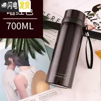 三维工匠大容量不锈钢保温杯1000男士商务水杯办公泡茶杯车载1户外旅行 暗红700+杯套+刷