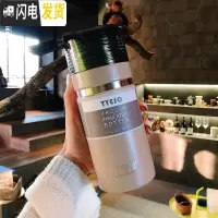 三维工匠韩版大容量不锈钢保温杯便携简约户外运动水壶男女士学生个性水杯 咖色