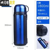 三维工匠大容量保温壶热水瓶外出不锈钢保温杯户外旅行车载暖水壶 1800蓝色