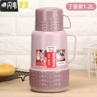 三维工匠保温壶玻璃内胆保温杯家用户外车载暖壶大容量便携旅行热水瓶暖瓶 (丁香紫)1.2