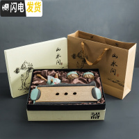 三维工匠汝窑一壶两杯2人陶瓷茶盘简易家用小型办公茶具套装侧把茶壶礼盒