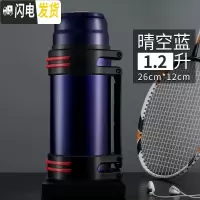 三维工匠不锈钢大保温杯家用户外便携男保温瓶大容量车载旅游水壶2.0 晴空蓝