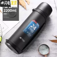 三维工匠保温杯男大容量保温水壶家用不锈钢热水瓶车载户外旅行便携2 曜石黑2200