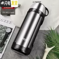 三维工匠保温壶不锈钢热水瓶家用户外旅行便携男女大容量保温杯2000 钢本色2000
