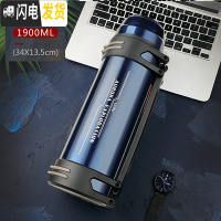 三维工匠保温杯大容量户外旅行保温壶男女车载便携不锈钢旅游水壶瓶2 1900蓝色经典款