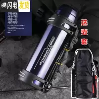 三维工匠保温杯男大容量保温壶暖热水瓶户外便携车载旅行大号水壶2 2200蓝色带壶套
