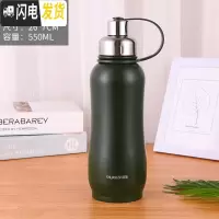 三维工匠304不锈钢大号保温杯大容量保温壶600太空壶800户外运动瓶1000 新款550军绿色送杯刷