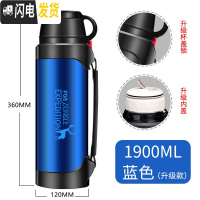 三维工匠保温水壶超大容量户外便携车载旅行水杯男保暖热水瓶2000 1900蓝色(内塞级版)保温杯