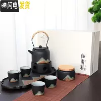 三维工匠黑陶功夫茶具套装家用禅意日式泡茶简约现代客厅茶壶干泡礼盒定制 温茶器+茶叶罐-禅黑-礼盒装