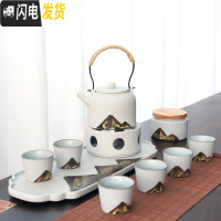 三维工匠黑陶功夫茶具套装家用禅意日式泡茶简约现代客厅茶壶干泡礼盒定制 一壶六杯茶叶罐-雅白-礼盒装