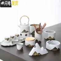 三维工匠黑陶功夫茶具套装家用禅意日式泡茶简约现代客厅茶壶干泡礼盒定制 大全家福-雅白-家用装