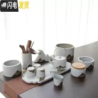 三维工匠黑陶功夫茶具套装家用禅意日式泡茶简约现代客厅茶壶干泡礼盒定制 全家福-雅白-家用装
