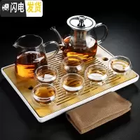 三维工匠双层隔热玻璃茶杯透明泡茶壶电陶炉煮茶器茶具套 玻璃壶650+公杯350+6双层罗汉杯+小静雨盘+茶 8件