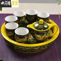 三维工匠茶具套装陶瓷青花茶盘 景德镇整套功夫茶具 茶壶茶杯白瓷 双层杯黄海浪配瓷茶盘泡沫包装