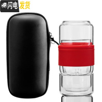 三维工匠玻璃旅行茶具套装便携式包快客茶杯一壶二四杯随身泡茶壶小套 玄红旅行茶具(一壶二杯)