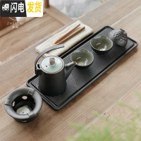 三维工匠 日式简约家用功夫茶具 整套陶瓷茶壶茶杯办公干泡茶盘小套装 枯山水[石柄壶]茶具套组