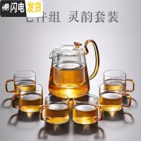 三维工匠日式玻璃茶具套装家用现代客厅功夫茶具泡茶壶可高温加厚透明茶杯 灵韵套装二(七件套))