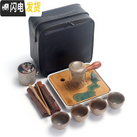 三维工匠旅行便携式功夫套装简易家用粗陶玻璃包简约茶壶泡红茶普洱小茶具 7.陶白款湖泊盘白盘收藏优先发货