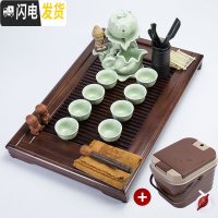 三维工匠懒人茶具茶杯套装青瓷半自动功夫茶具创意个性石磨泡茶壶整套简约 坐佛粉绿搭典藏棕58弹盖棕色小号