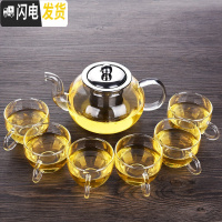 三维工匠加厚耐热高温玻璃茶具套装家用简约功夫泡茶器日式泡茶壶茶杯 B款玻璃漓云一壶六杯