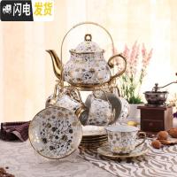 三维工匠茶具套装家用简约现代6只装欧式创意客厅茶壶茶杯带架子结婚送礼 满天星6杯6碟1壶1架子 14件