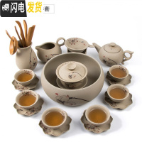 三维工匠手绘茶具套装家用中式复古整套茶具茶壶盖碗茶杯陶瓷功夫茶具礼盒 手绘荷藕盖碗茶壶18件套 8件