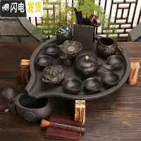 三维工匠整套宜兴紫砂家用石磨茶盘茶具网红抖音套装懒人泡茶自动茶壶 石磨紫砂茶盘+舍得侧把套组 3件