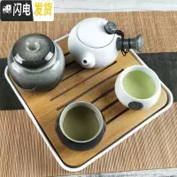 三维工匠小茶具套装家用简约现代阳台庭院功夫茶具日式酒店客房干泡小茶台 雪花侧把壶(黑白)杯+茶盘白+罐
