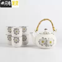 三维工匠日式家用陶瓷提梁壶功夫茶具茶杯套装简约结婚庆乔迁创意送礼 格桑茶具灰色无盘